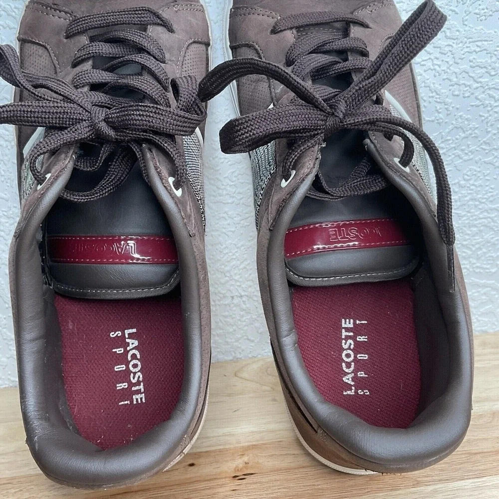 Lacoste Europa NS SPM 21233-0511‎ Brown Lace Up Sneaker Men 13 Indonesia Leather